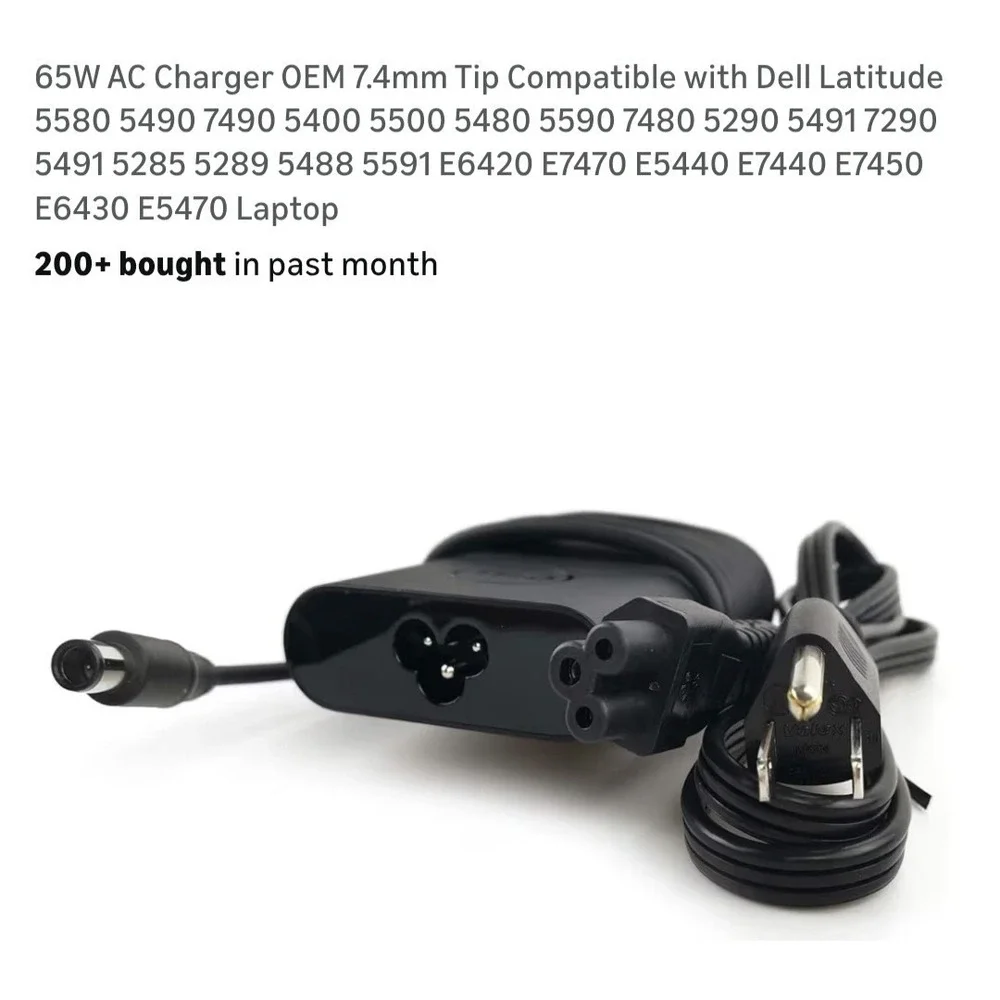 DELL‎ E6430 E5470 And More 65W AC Laptop Cord Power Charger